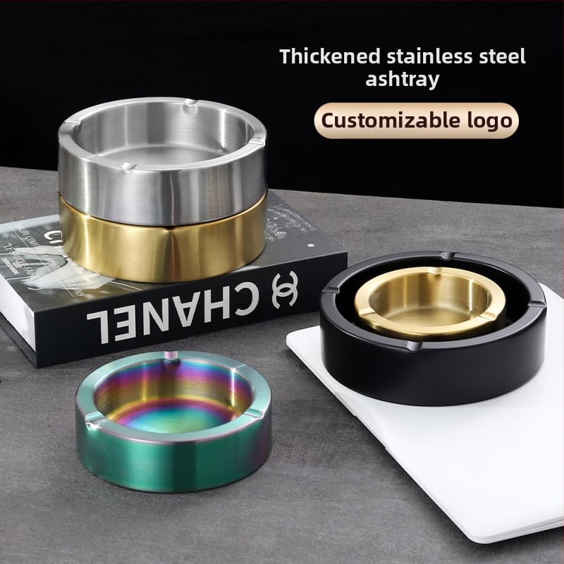 Пепелник от дебела неръждаема стомана, с персонализирано лого, за интернет кафе, барове и домашна употреба, ветроустойчив и удароустойчив