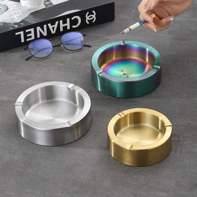 Пепелник от дебела неръждаема стомана, с персонализирано лого, за интернет кафе, барове и домашна употреба, ветроустойчив и удароустойчив