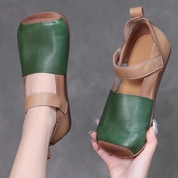 Rimske sandale Peep Toe, niski klin, PU podstava, gumena potplata, ljeto 2025