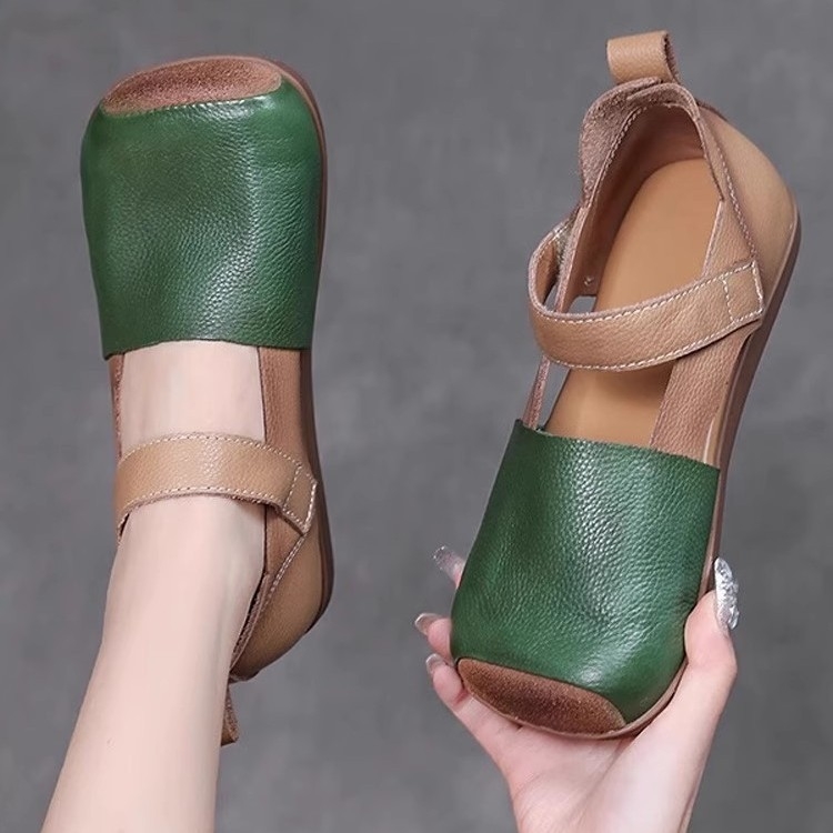 Rimske sandale Peep Toe, niski klin, PU podstava, gumena potplata, ljeto 2025