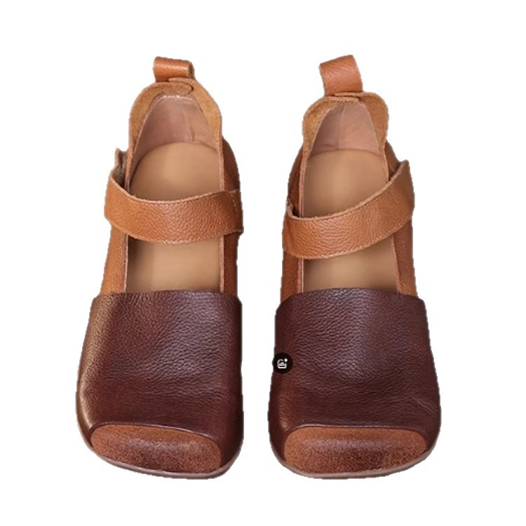 Rimske sandale Peep Toe, niski klin, PU podstava, gumena potplata, ljeto 2025
