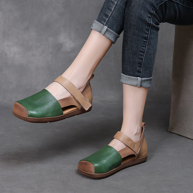 Rimske sandale Peep Toe, niski klin, PU podstava, gumena potplata, ljeto 2025