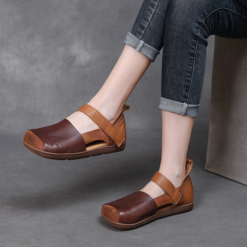 Rimske sandale Peep Toe, niski klin, PU podstava, gumena potplata, ljeto 2025