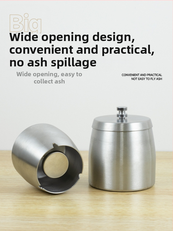 Scrumieră din oțel inoxidabil cu capac, gravură pe suprafață, rezistent la vânt, pentru casă și birou