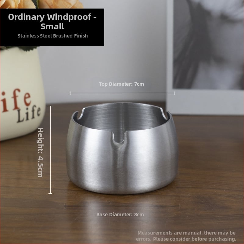 Scrumieră din oțel inoxidabil cu capac, gravură pe suprafață, rezistent la vânt, pentru casă și birou