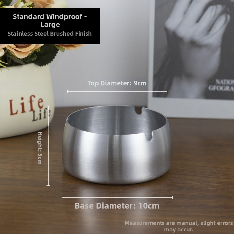 Scrumieră din oțel inoxidabil cu capac, gravură pe suprafață, rezistent la vânt, pentru casă și birou