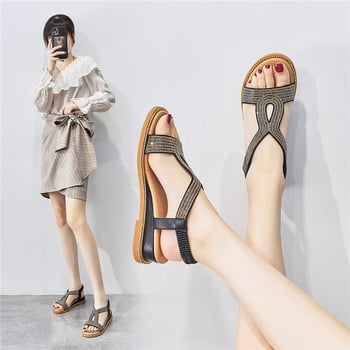 Női római szandálok: koreai stílus, felsőrész: tehén split bőr, talp: gumi, kerek orr, elő- és hátul pántok