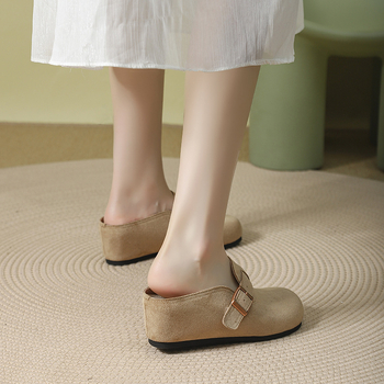 Velúr felső részű női loaferek, PU bélés, marha ín talp, kerek orr, retro stílus