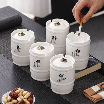 Boyi керамичен пепелник – ветроустойчив, против сажди, модерен минималистичен стил, печатано лого