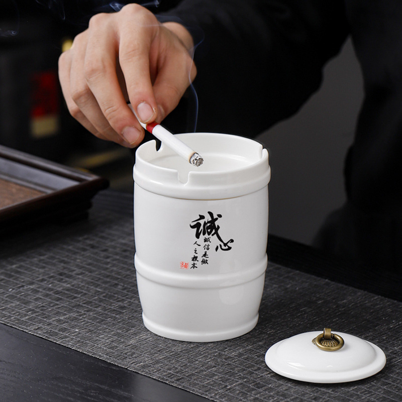 Boyi керамичен пепелник – ветроустойчив, против сажди, модерен минималистичен стил, печатано лого