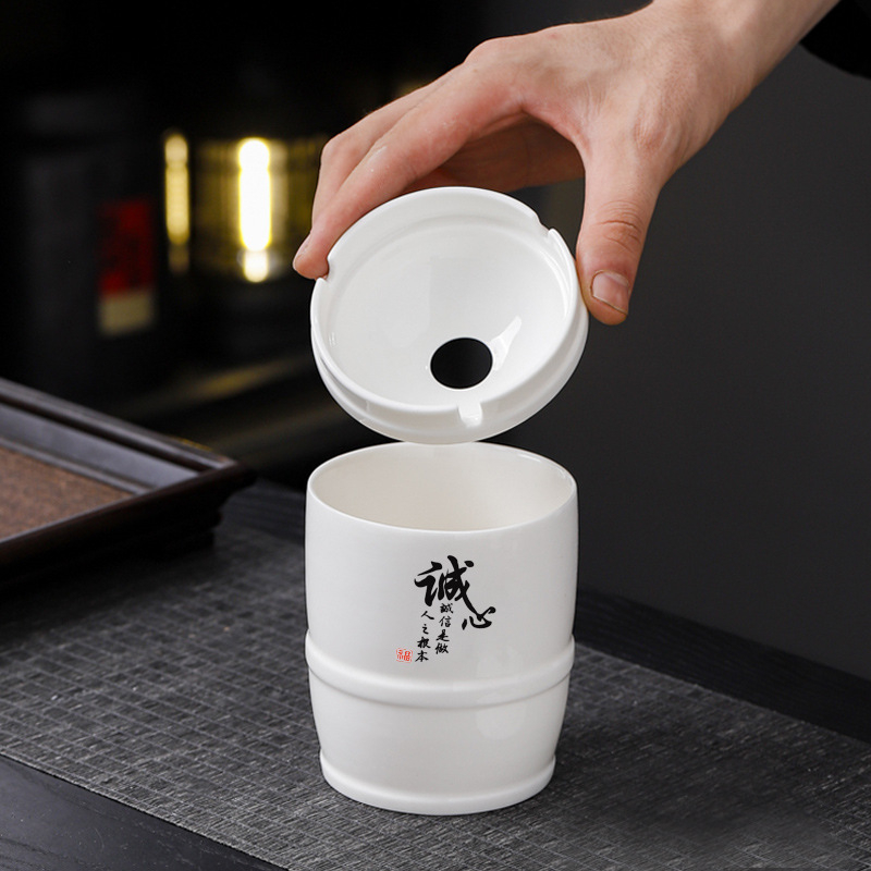 Boyi керамичен пепелник – ветроустойчив, против сажди, модерен минималистичен стил, печатано лого