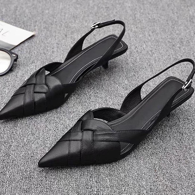 Ženske PU sandale s oštrim vrhom, klinasti potplat 3–6 cm, gumeni potplat