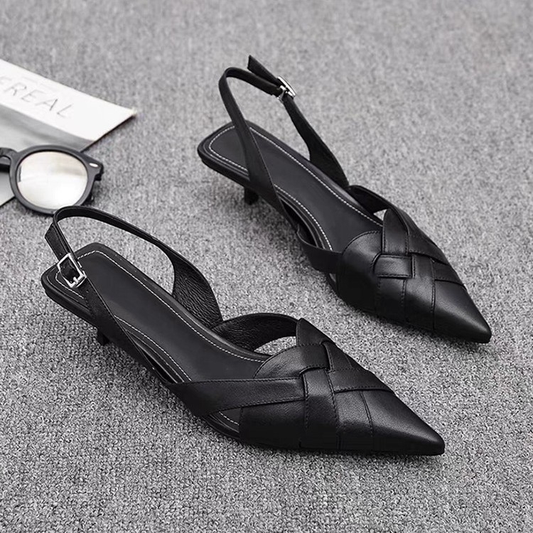 Ženske PU sandale s oštrim vrhom, klinasti potplat 3–6 cm, gumeni potplat
