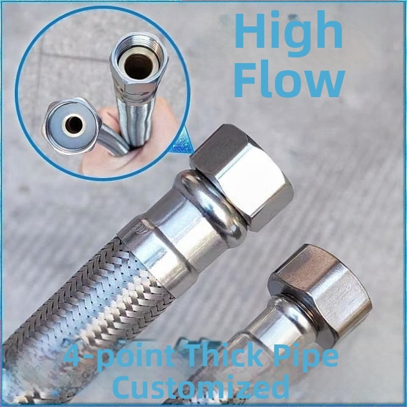 Furtun extensibil din oțel inoxidabil, cu conectare filetată, pentru boiler și robinet de toaletă, cu debit mare