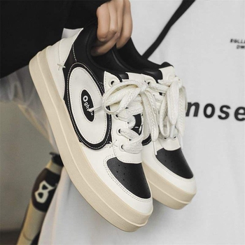 Adidași unisex din piele microfibră, talpă groasă, vulcanizați, închidere cu șireturi