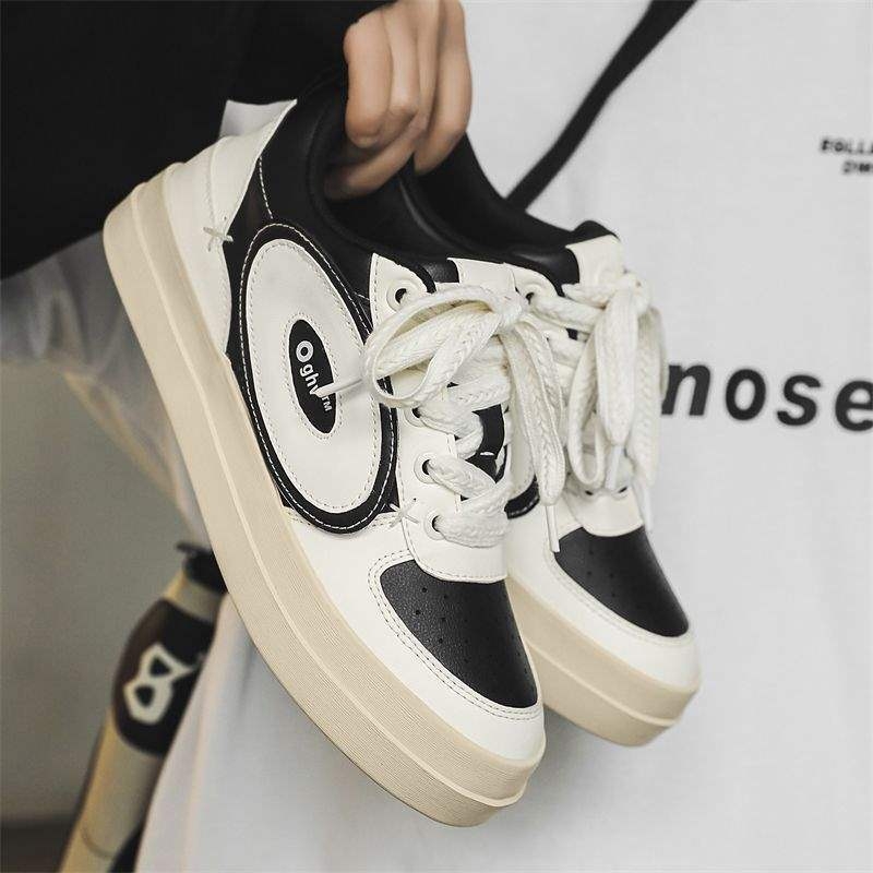 Adidași unisex din piele microfibră, talpă groasă, vulcanizați, închidere cu șireturi