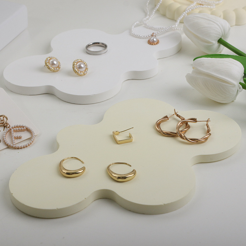 Tavă de depozitare asimetrică pentru bijuterii, produse cosmetice și manichiură, pentru ședințe foto – ipsos, fundal textil, Lu Xin