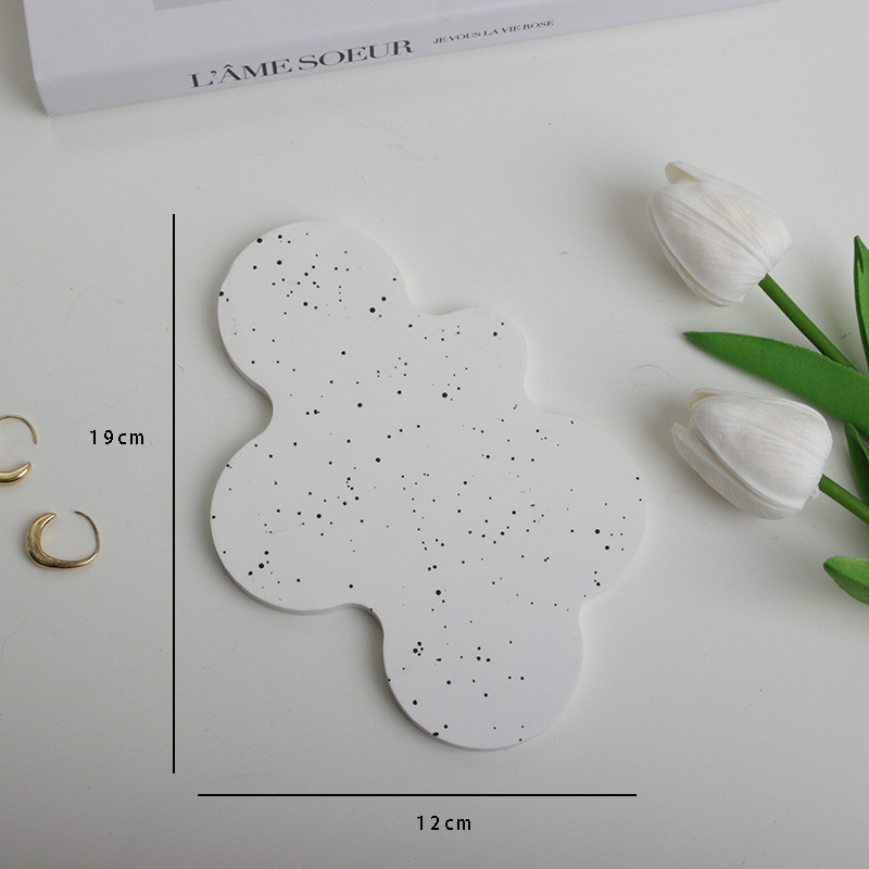 Tavă de depozitare asimetrică pentru bijuterii, produse cosmetice și manichiură, pentru ședințe foto – ipsos, fundal textil, Lu Xin