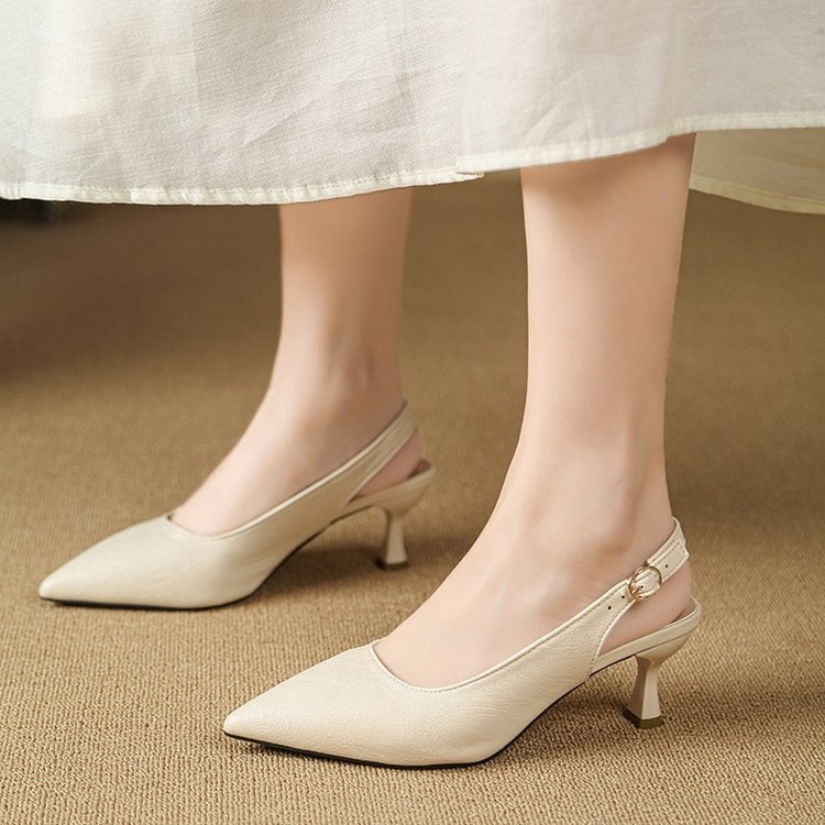 Sandale s otvorenim prstom, oštar nos, klinasti potpetica 3–6 cm, PU gornji dio i PU đon, moderni minimalistički stil