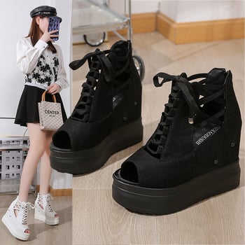 Női római szandál - hal formájú lábujj, PU felső rész, koreai stílus, hátul cipzár