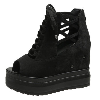 Női római szandál - hal formájú lábujj, PU felső rész, koreai stílus, hátul cipzár