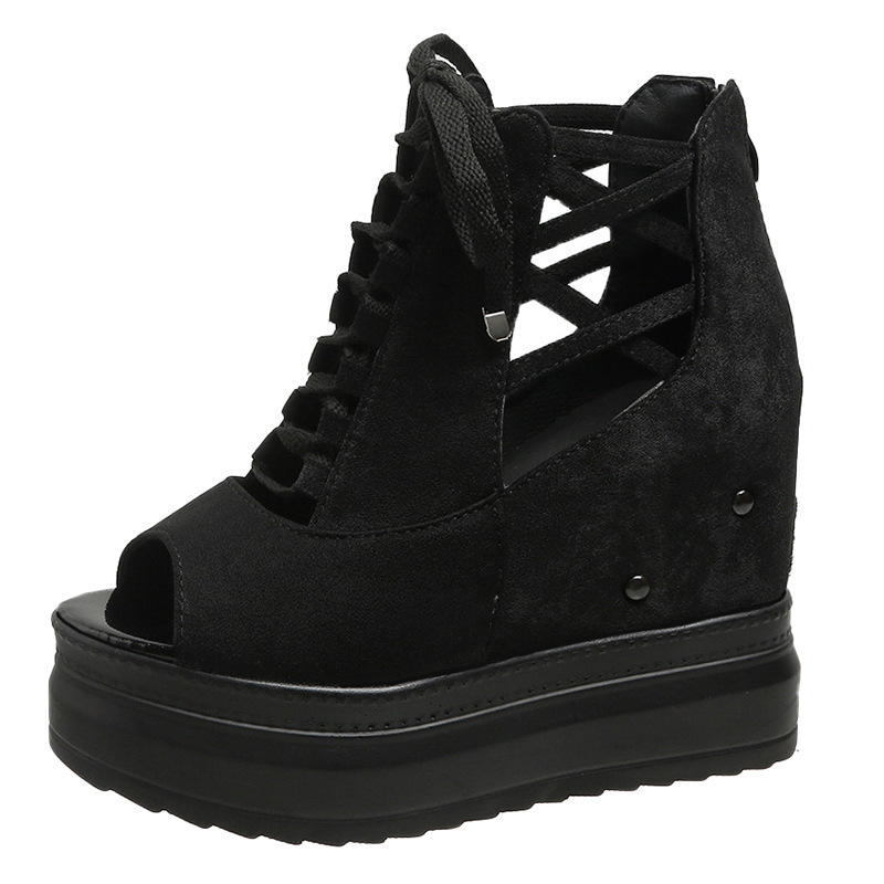 Női római szandál - hal formájú lábujj, PU felső rész, koreai stílus, hátul cipzár