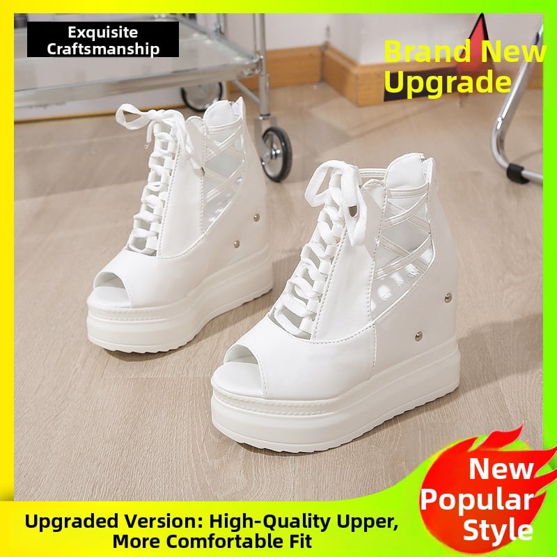 Női római szandál - hal formájú lábujj, PU felső rész, koreai stílus, hátul cipzár