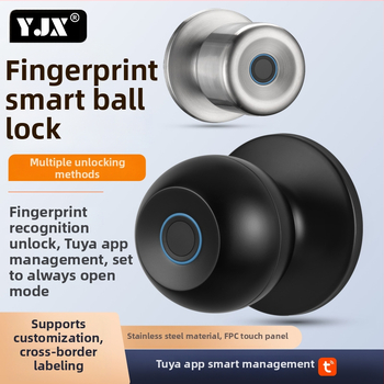 Nehrđajući čelični sferni pametni bravu za drvena vrata — pohranjuje do 20 otisaka, skeniranje manje od 0,5 s, 0% lažnog prepoznavanja, 0% lažnog odbijanja, raspon temperature -25 do 70 °C