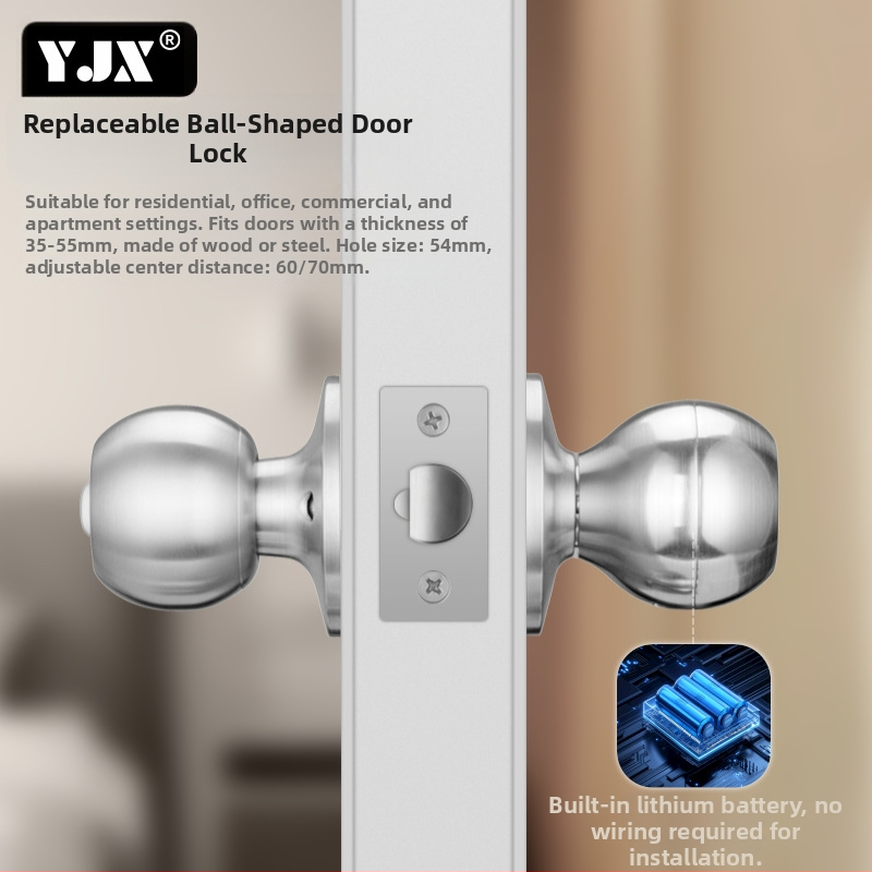 Nehrđajući čelični sferni pametni bravu za drvena vrata — pohranjuje do 20 otisaka, skeniranje manje od 0,5 s, 0% lažnog prepoznavanja, 0% lažnog odbijanja, raspon temperature -25 do 70 °C