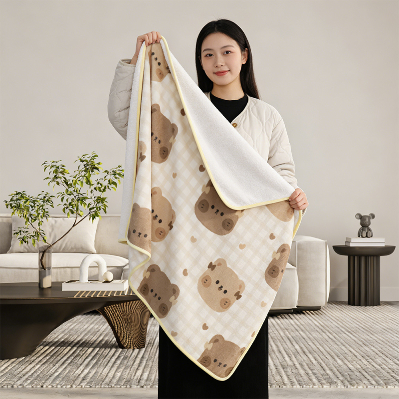 Polár dupla rétegű pléd – Cartoon minta, minden szezonra, testreszabható, 260–600 g