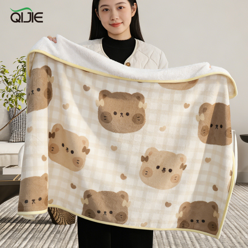 Polár dupla rétegű pléd – Cartoon minta, minden szezonra, testreszabható, 260–600 g