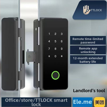 Încuietoare inteligentă pentru ușă de sticlă cu amprentă și parolă, fără găurire, deblocare la distanță – stocare 50 de amprente, peste 100000 de deblocări, alimentare DC