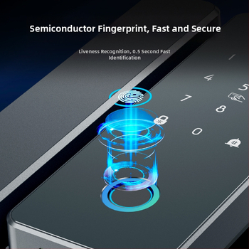 Încuietoare inteligentă pentru ușă de sticlă cu amprentă și parolă, fără găurire, deblocare la distanță – stocare 50 de amprente, peste 100000 de deblocări, alimentare DC