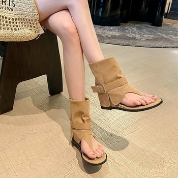 Moderne sandale od kravljeg velura, okrugli nos, visina pete 3–5 cm, slip-on, francuski stil