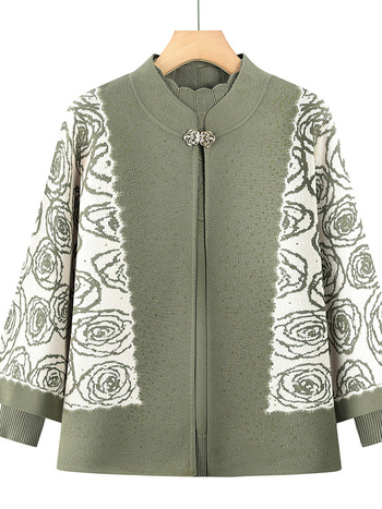 Zimski dvodijelni pleteni komplet za žene - dugi rukavi, poluotvoren ovratnik, poliester (≤30% sadržaj), zima 2022