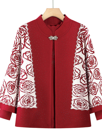 Zimski dvodijelni pleteni komplet za žene - dugi rukavi, poluotvoren ovratnik, poliester (≤30% sadržaj), zima 2022