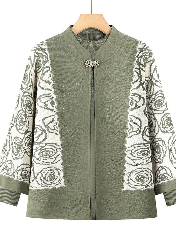 Zimski dvodijelni pleteni komplet za žene - dugi rukavi, poluotvoren ovratnik, poliester (≤30% sadržaj), zima 2022