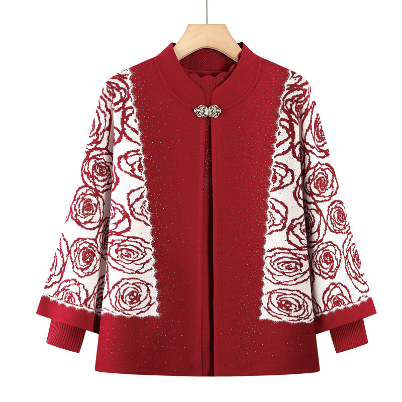 Zimski dvodijelni pleteni komplet za žene - dugi rukavi, poluotvoren ovratnik, poliester (≤30% sadržaj), zima 2022