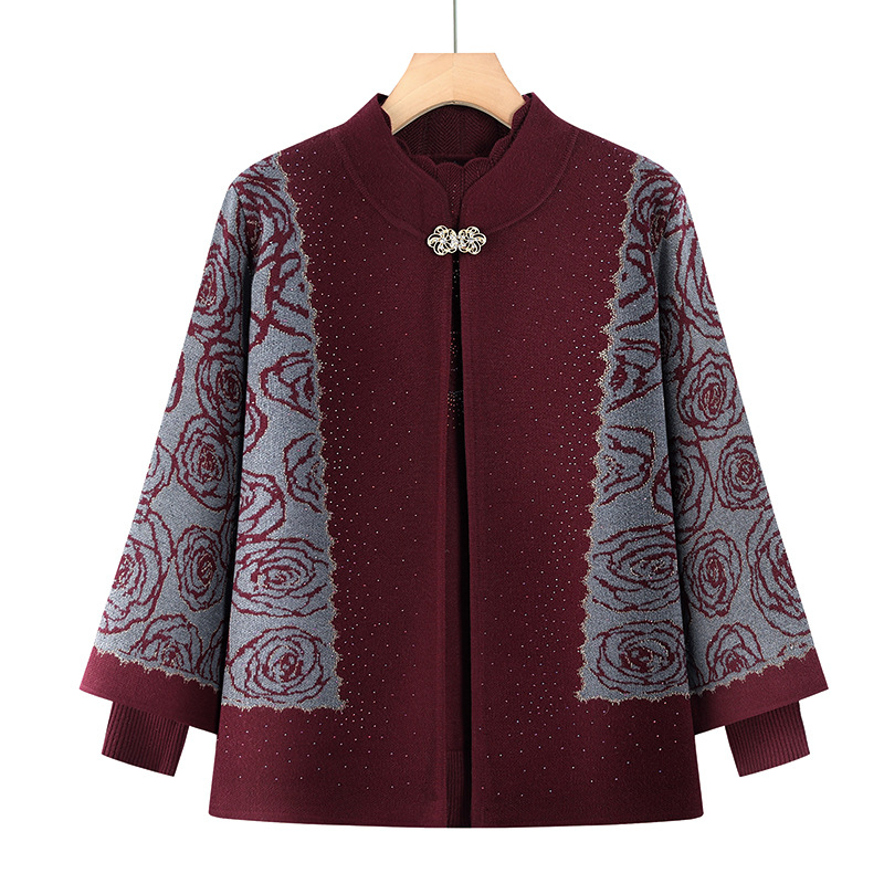 Zimski dvodijelni pleteni komplet za žene - dugi rukavi, poluotvoren ovratnik, poliester (≤30% sadržaj), zima 2022