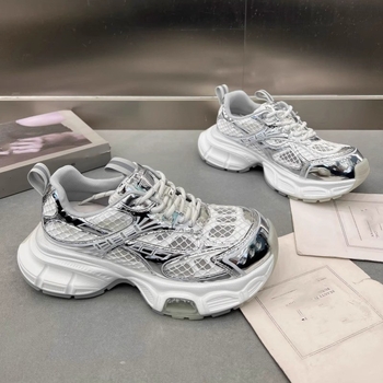 Pantofi femei Dad Shoes cu partea superioară din plasă respirabilă și talpă amortizată de 5 cm – ușori, închidere cu șnur frontal, talpă din cauciuc