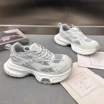 Pantofi femei Dad Shoes cu partea superioară din plasă respirabilă și talpă amortizată de 5 cm – ușori, închidere cu șnur frontal, talpă din cauciuc