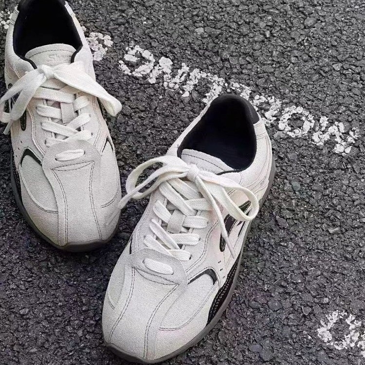 Pantofi sport casual pentru femei, în stil Forrest Gump, din PU, vârf plat, gleznă joasă, șireturi, talpă din cauciuc, lansare toamnă 2024