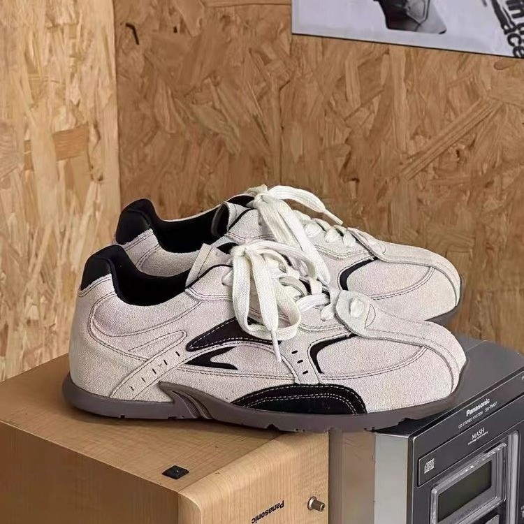 Pantofi sport casual pentru femei, în stil Forrest Gump, din PU, vârf plat, gleznă joasă, șireturi, talpă din cauciuc, lansare toamnă 2024