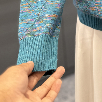 Ženski pleteni kardigan za jesen 2025, okrugli izrez, jednostruko kopčanje, uski kroj