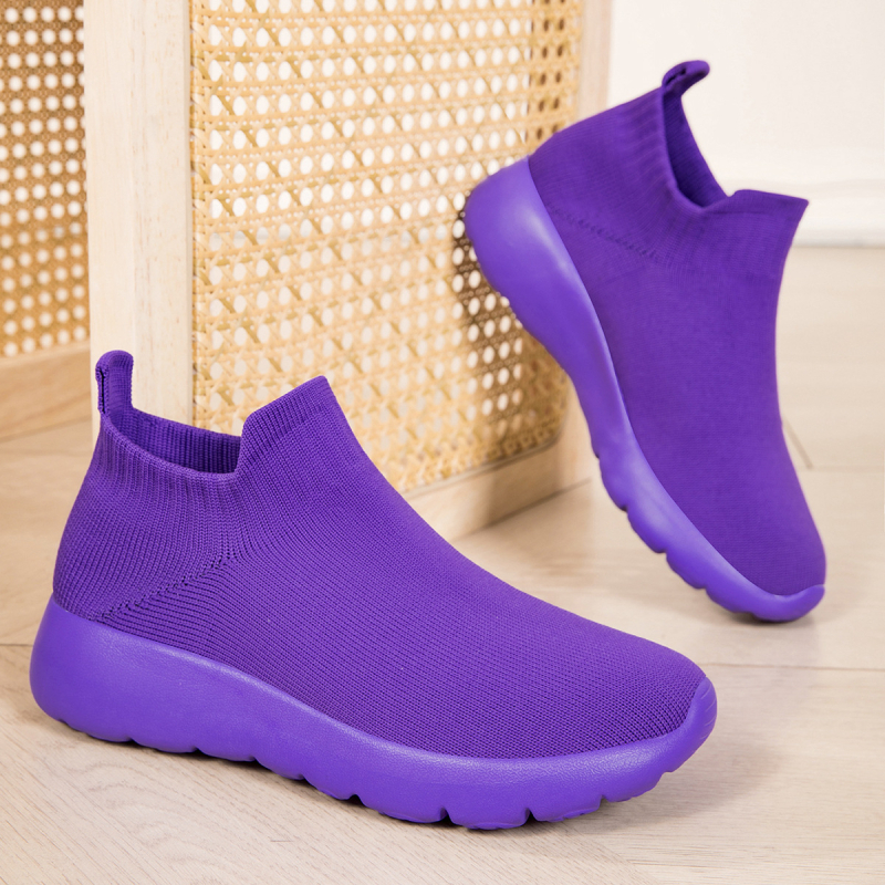 Adidași sport pentru femei cu partea superioară Fly-knit respirabilă, design slip-on, ușori, talpă EVA, profil redus