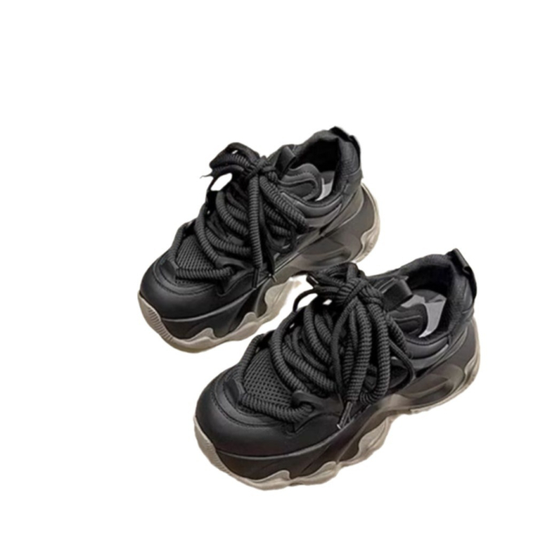Ženske tenisice Dad Shoes s debelim potplatom, mrežasti gornji dio, vezanje, visina Pete 3–5 cm