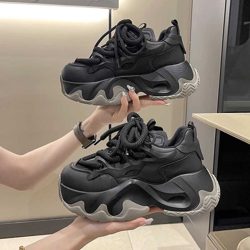 Ženske tenisice Dad Shoes s debelim potplatom, mrežasti gornji dio, vezanje, visina Pete 3–5 cm