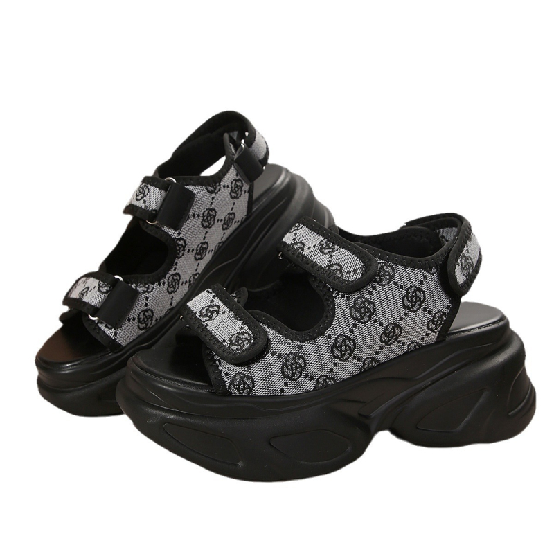 Ρωμαϊκά σανδάλια από ύφασμα, στρογγυλή μύτη, σόλα από ύφασμα, χωρίς επένδυση, καλοκαίρι 2024