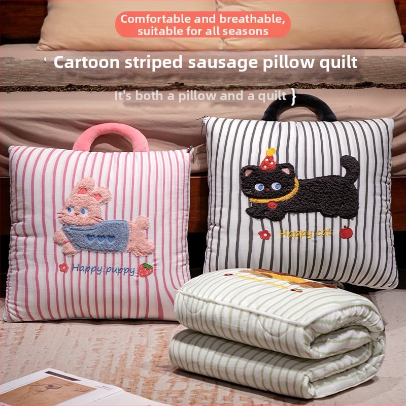 Μαξιλάρι-κούβερτα από βελούδινο ύφασμα, γέμισμα PP, κέντημα, μοτίβο γλυκών ζωάκια, στυλ καρτούν