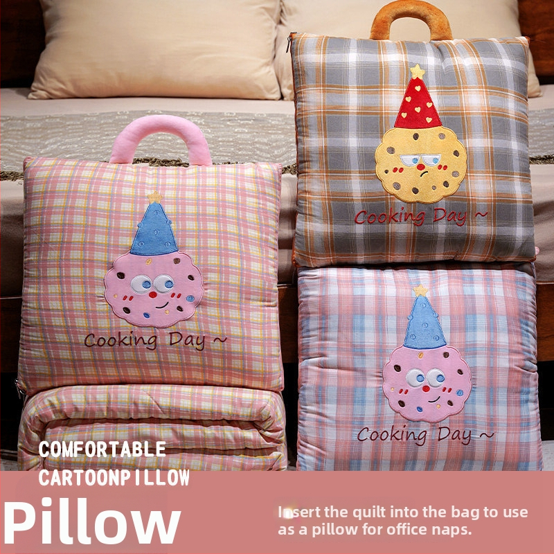 Μαξιλάρι-κούβερτα από βελούδινο ύφασμα, γέμισμα PP, κέντημα, μοτίβο γλυκών ζωάκια, στυλ καρτούν